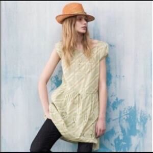 Anthropologie Meadow Rue Eyelet Embroidery Tie Waist Tunic Dress  Green Size 6